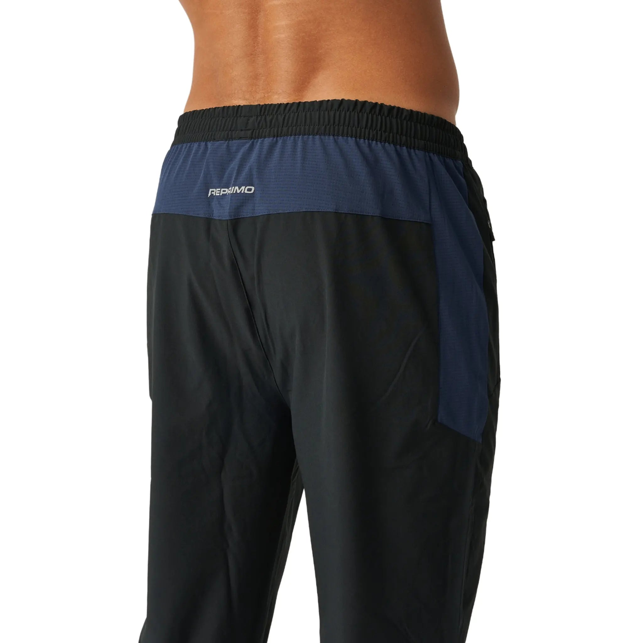 Detailed Back View of Reprimo Nova Black Navy Track Pants REP254-457